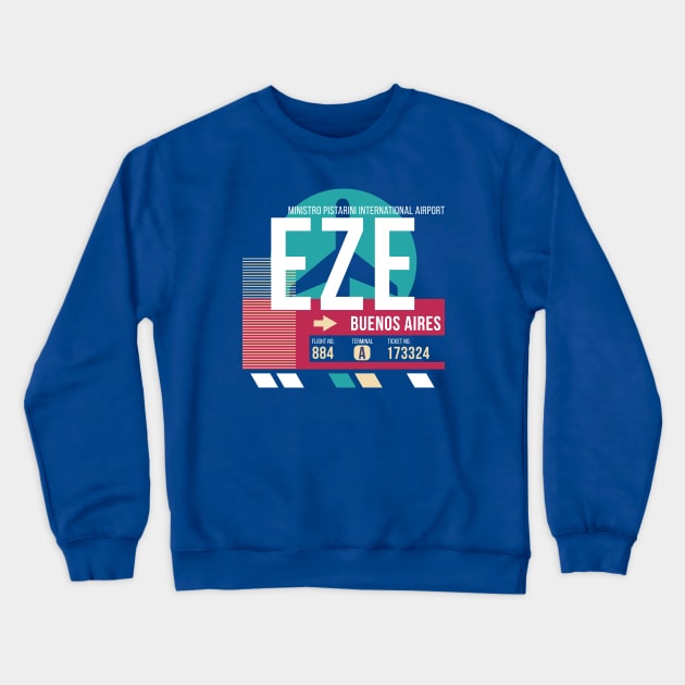 Buenos Aries, Argentina (EZE) Airport Code Baggage Tag E Crewneck Sweatshirt by SLAG_Creative